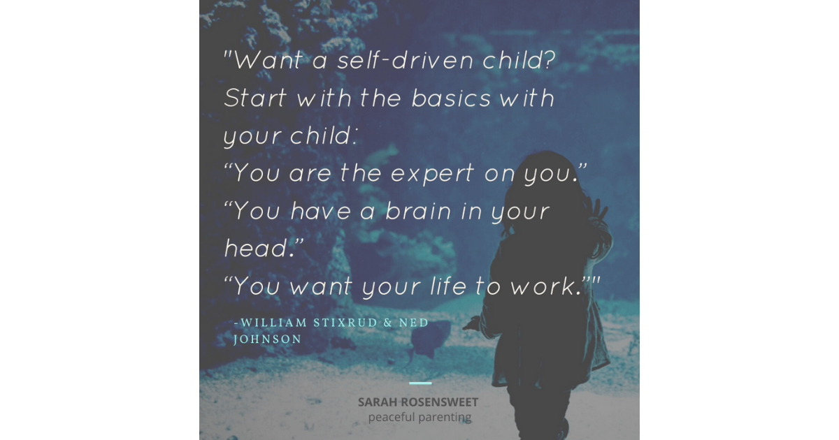 Want a self-driven child? Start with the basic with your child. You are the expert on you. You have a brain in your head. You want your life to work. Willian Stixrud and Ned Johnson